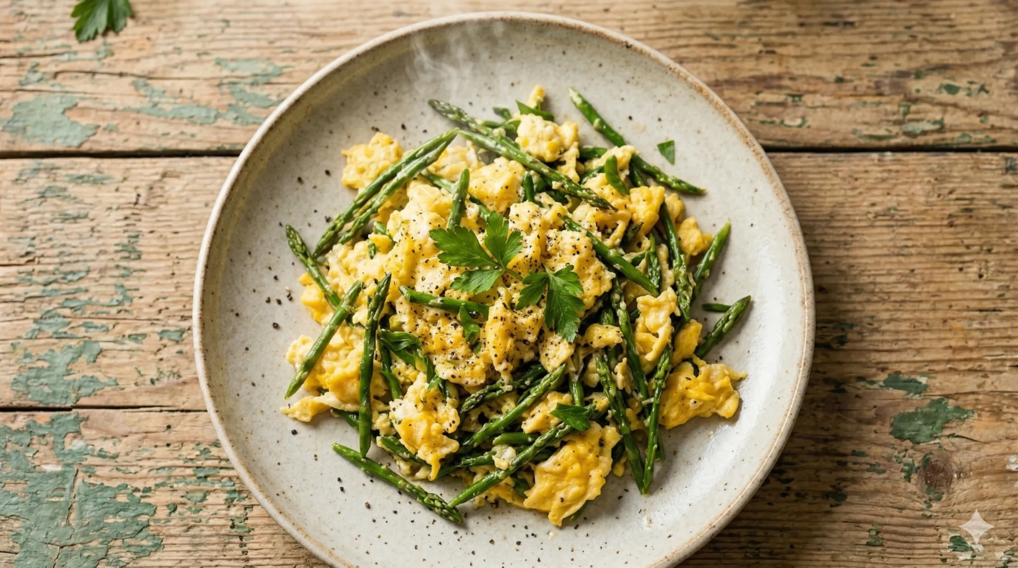 Agrelia (Wilder Spargel) mit Eiern